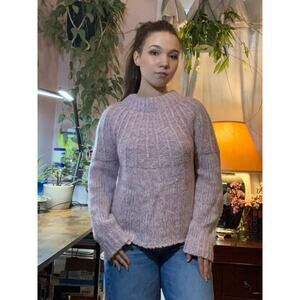 Anthropologie Moth Lavender Pink Coquette Boho Bow Back Sweater‎ Size S